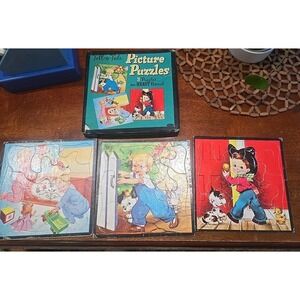 3 1958 TELL-A-TALE PICTURE‎ JIGSAW PUZZLES ~ Whitman Publishing, Complete & Box